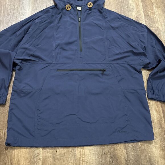 LL Bean Mountain Classic Anorak Jacket Navy Pullover Hooded Rain Coat Men’s XL - Picture 4 of 16